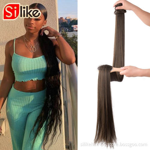 Custom-made  Long Clip In Synthetic Ponytail Heat Resistant Fiber Hair Extension Wrap Around Hairpiece Curly Straight Pony Tail